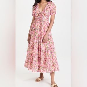 Banjanan Norma maxi dress with pockets V neck ruffled skirt floral print size XS